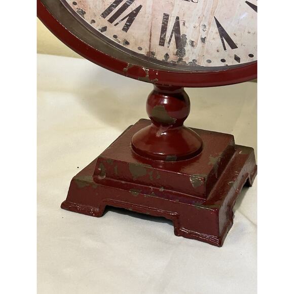 Vintage Red Hotel Paris Clock - Distressed Finish - Charming Tabletop Decor - Picture 2 of 6